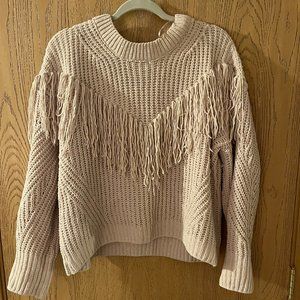 Beige, Knit, No Boundaries Sweater with Fringe